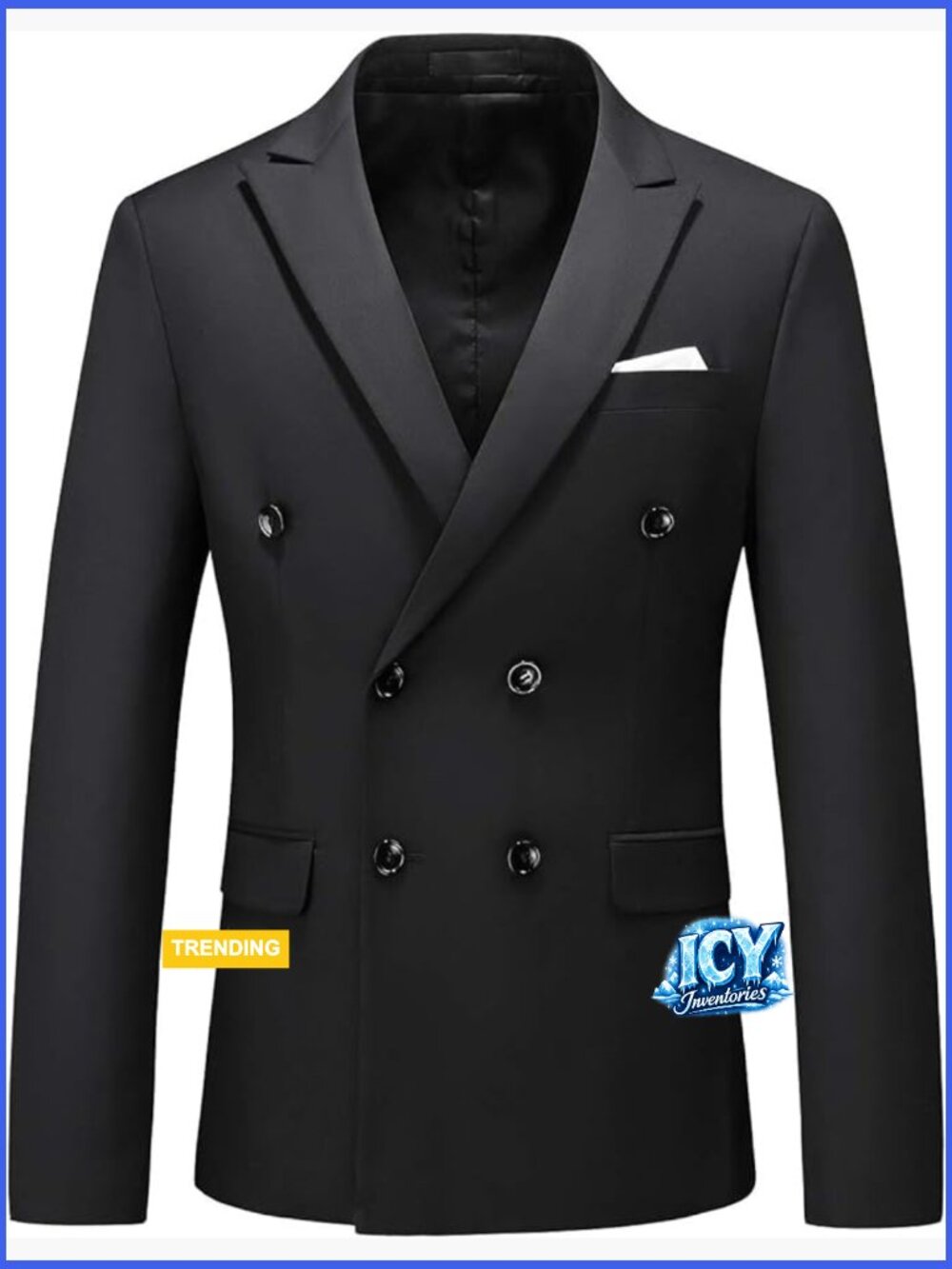 Double-Breasted Sport Coat Blazer Slim Fit Polyester Viscose Formal